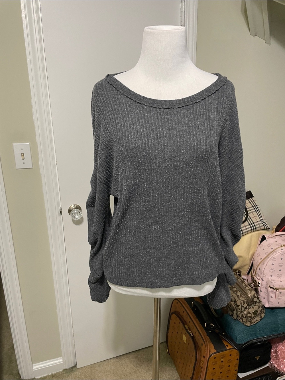 Project Social T- Gray Ribbed Knit Sweater
